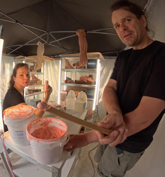 Agita Marackovska and Andris Marackovskis in the AwithA workshop.